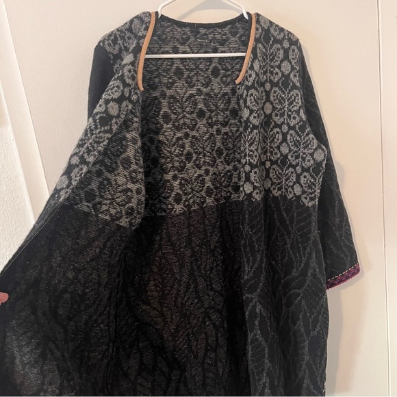 Kauni Design Wool Jacket Sweater Long Felted Butterfly Zip Danish Winter L - Picture 11 of 16